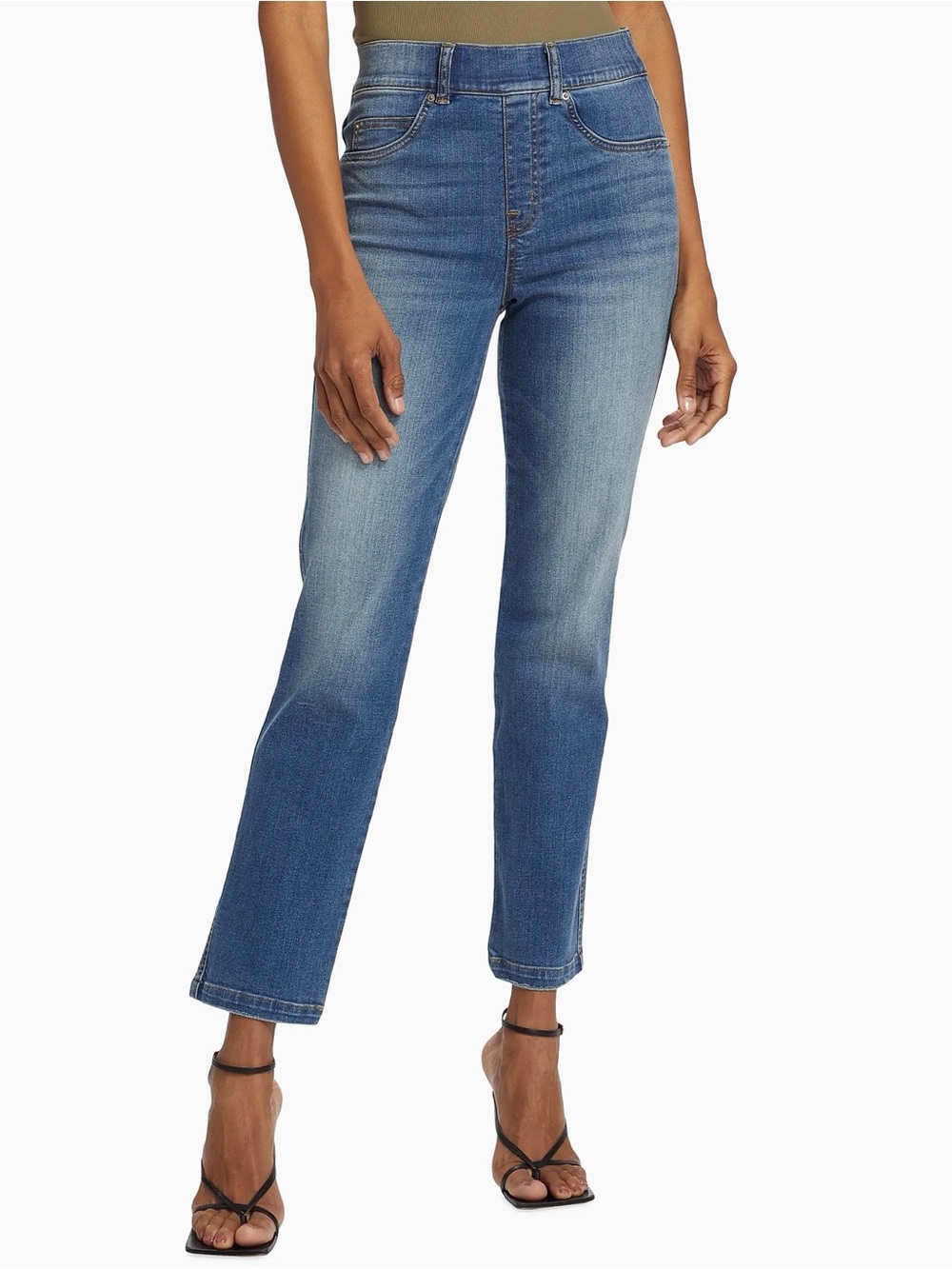 SPANX High Waisted Straight Leg Ankle Jeans